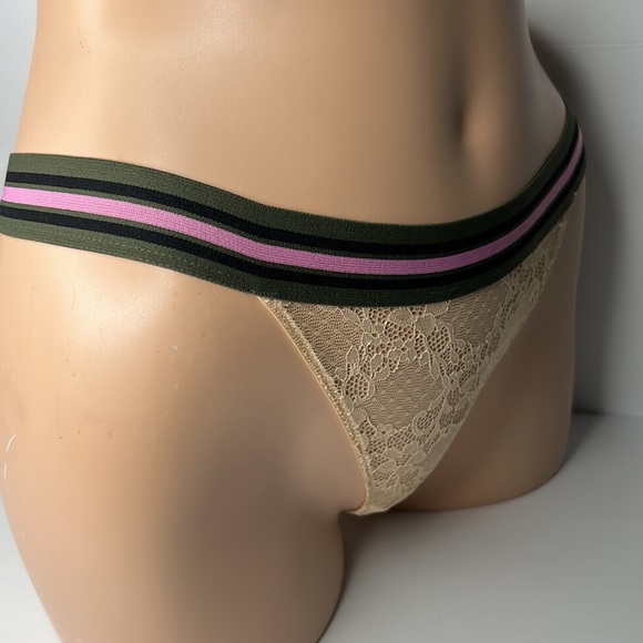 Forever 21 Beige Lace With Sporty Stripe‎ Elastic Waistband Panties Sz M NWT - Picture 6 of 15